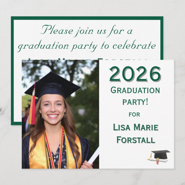 Convite Customizable Graduation  (Frente/Verso)