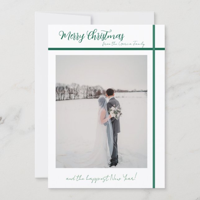 Convite Customizable Green and White Christmas Card (Frente)