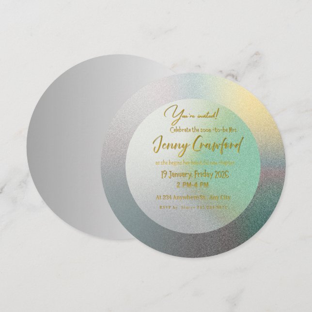 Convite Customizable Pastel Gradient Round Wedding Brunch  (Frente/Verso)