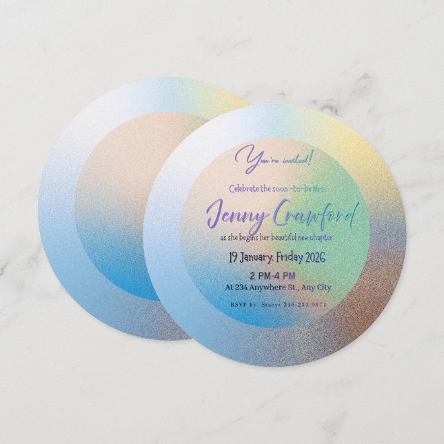 Convite Customizable Pastel Gradient Round Wedding Brunch  (Frente/Verso)