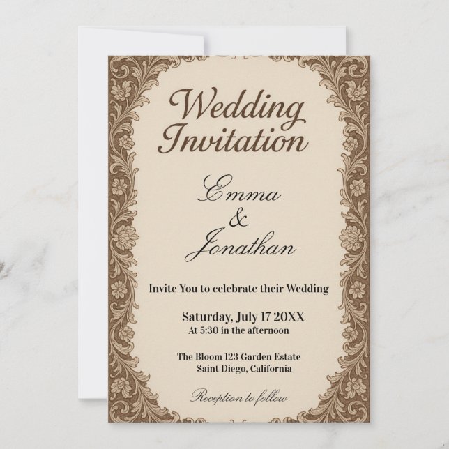 Convite Customizable Photo Wedding Invitation Card (Frente)