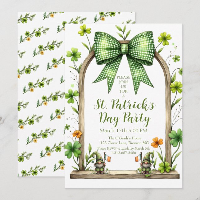Convite Customizable St. Patrick’s Day Invitation  (Frente/Verso)