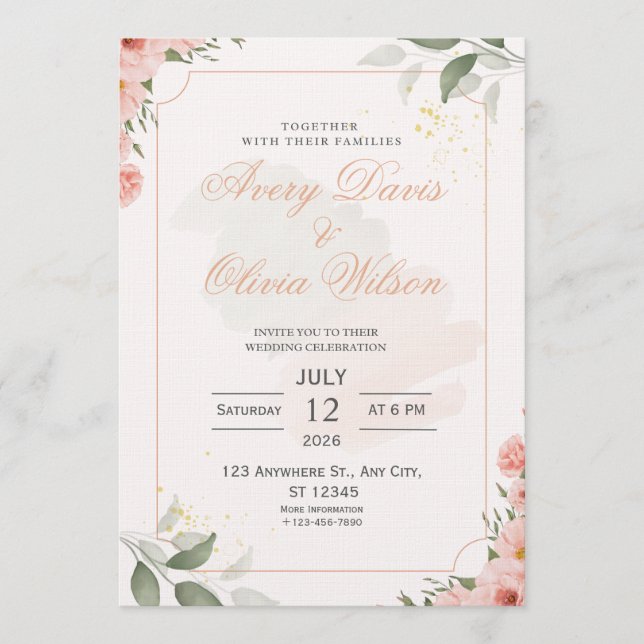 Convite Customizable Wedding Invitation – Elegant  (Frente)