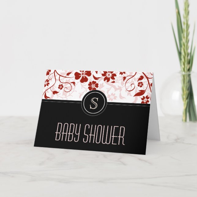 Convite Customized Monogram Baby Shower Invitation Black (Frente)