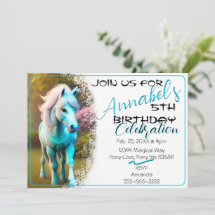 Convite Cute 3D Spirit Pony 25 Aniversário