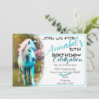 Convite Cute 3D Spirit Pony 25 Aniversário