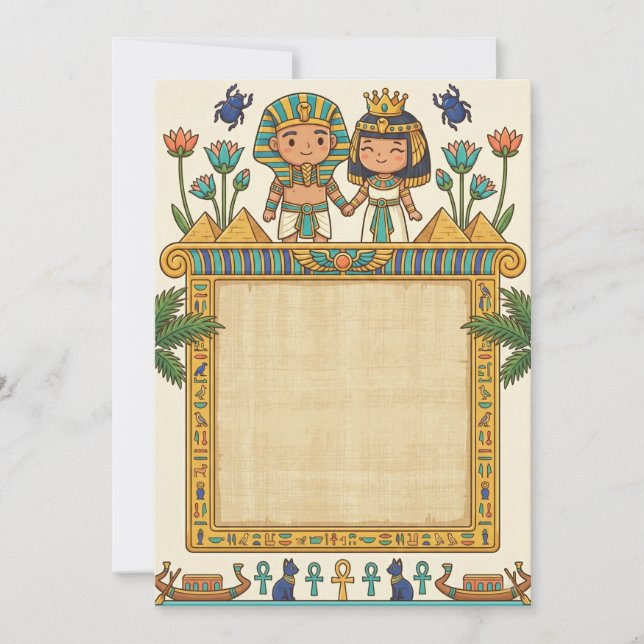 Convite Cute Ancient Egyptian Pharaoh Wedding Invitation (Frente)