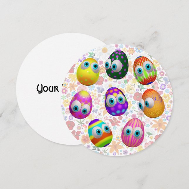 Convite Cute and Funny Easter Eggs Cartoon (Frente/Verso)