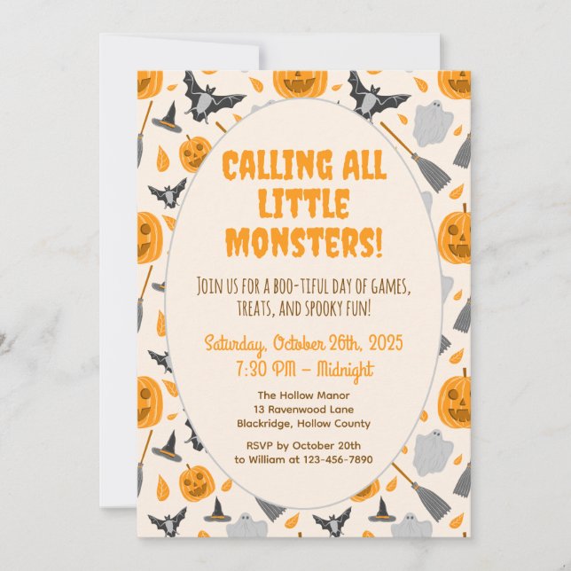 Convite Cute and spooky halloween party invitation (Frente)