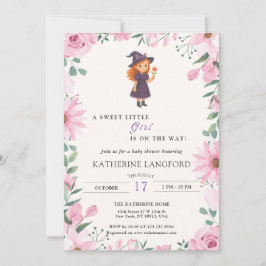 Convite Cute Angel on the Way Halloween Baby Shower