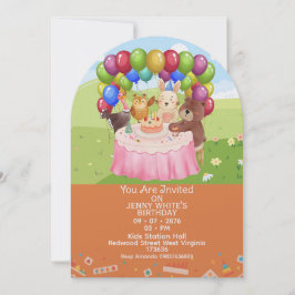 Convite Cute Animals Themed kids Birthday Invitation