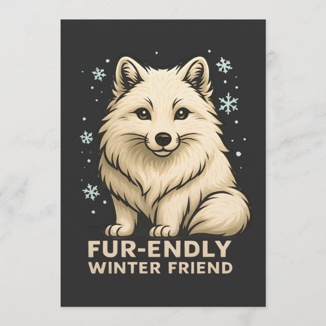 Convite Cute Arctic Fox – “Fur-endly Winter Friend” (Frente)