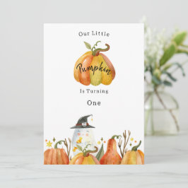 Convite Cute Autumn Halloween Pumpkin Birthday Invitation