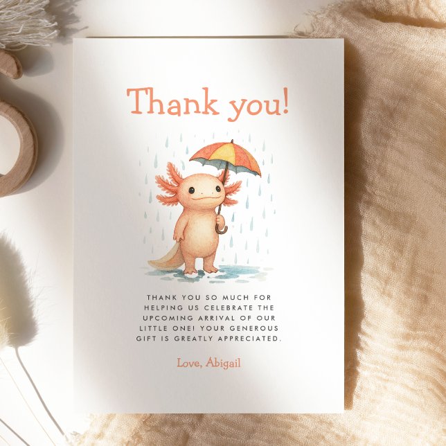 Convite Cute Axolotl Baby Shower Thank You Card (Criador carregado)