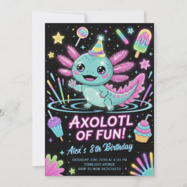 Convite Cute Axolotl Birthday Party Invitation