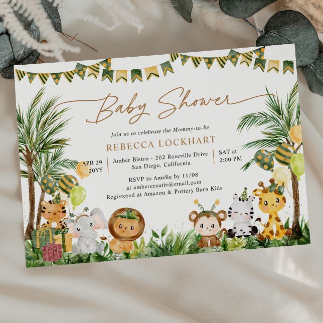 Convite Cute Baby Animals Jungle Party Baby Shower (Criador carregado)