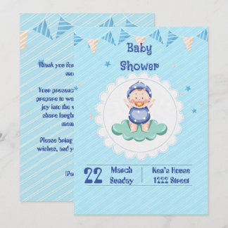 Convite Cute Baby Boy Party Invitation 