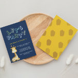 Convite Cute Baby Giraffe Navy Blue 1st Birthday<br><div class="desc">Cute Baby Giraffe Navy Blue 1st Birthday Invitation</div>
