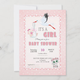 Convite Cute Baby Shower Invitation - it is a girl!