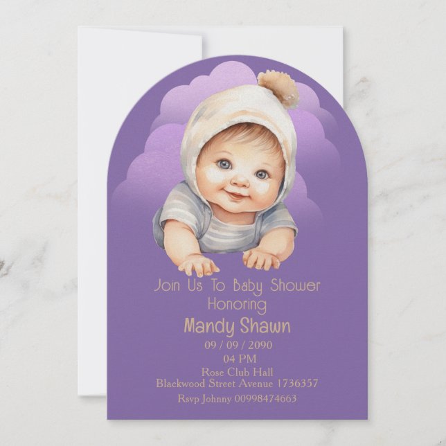 Convite Cute baby themed for Baby Shower Invitation (Frente)