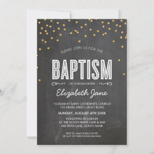 Convite CUTE BAPTISM gold glitz confetti no quadro
