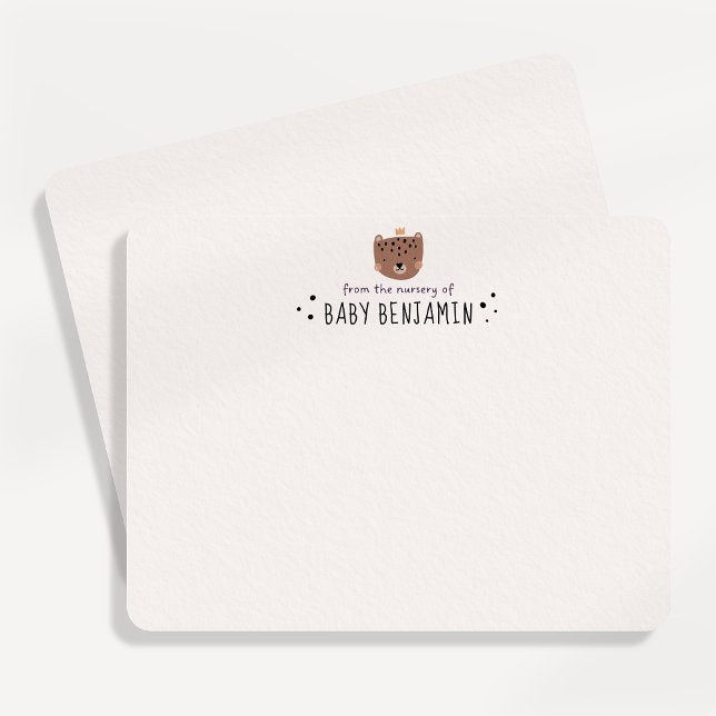 Convite Cute Bear Crown Baby Boy Nursery Note Card (Criador carregado)