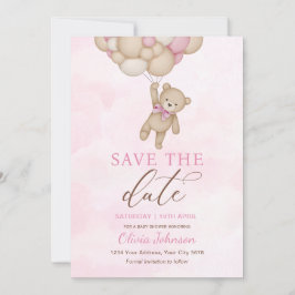 Convite Cute Bear Pink Save the Date