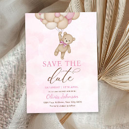 Convite Cute Bear Pink Save the Date