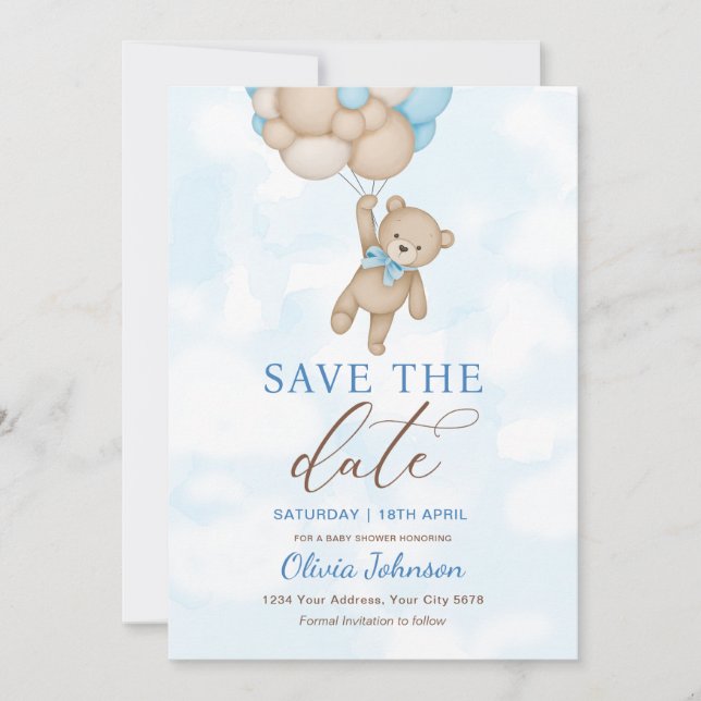 Convite Cute Bear Save the Date (Frente)