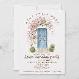 Convite Cute Beige Brown House Flower House Warming Party