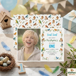 Convite Cute Birds 1st Birthday Party – Fun Kids photo