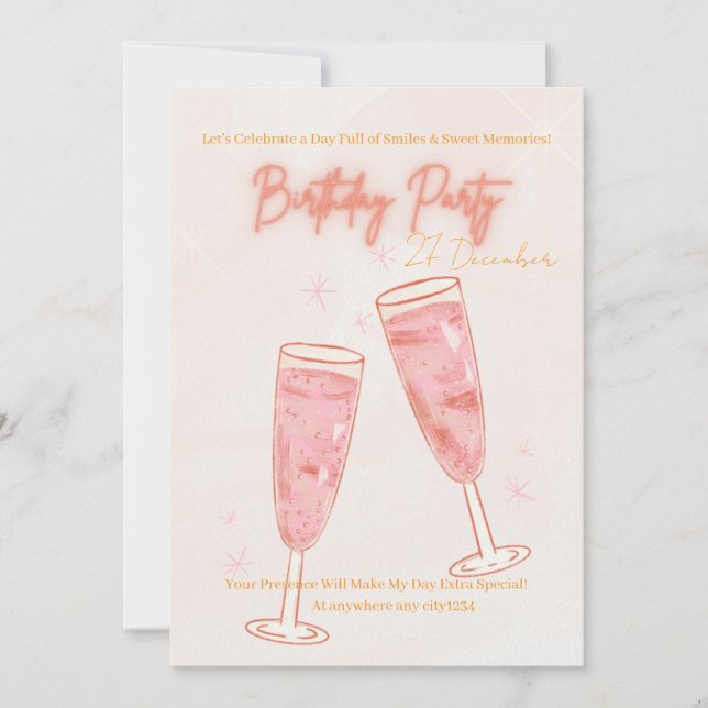 Convite cute BIRTHDAY PARTY INVITE (Frente)
