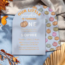 Convite Cute Blue 1st Birthday | Our little Pumpkin