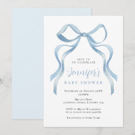 Convite Cute Blue Bow Baby Shower invitation