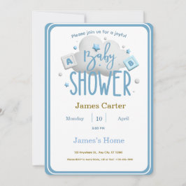 Convite Cute Blue Boy Baby Shower Invitation