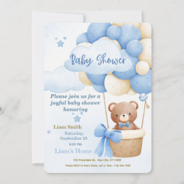Convite Cute Blue Boy Baby Shower Invitation