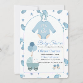 Convite Cute Blue Boy Baby Shower Invitation