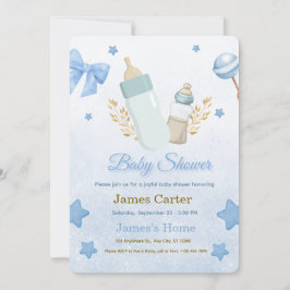 Convite Cute Blue Boy Baby Shower Invitation