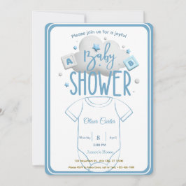Convite Cute Blue Boy Baby Shower Invitation