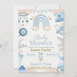 Convite Cute Blue Boy Baby Shower Invitation