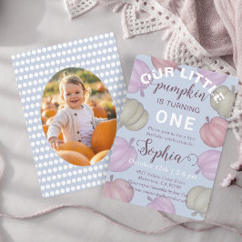 Convite Cute Blue Our Little Pumpkin Fall Birthday