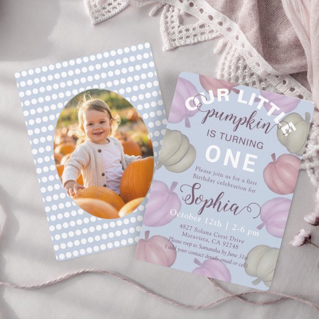Convite Cute Blue Our Little Pumpkin Fall Birthday (Criador carregado)