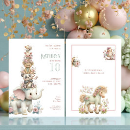 Convite Cute Boho Animal Birthday Party