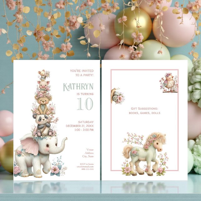 Convite Cute Boho Animal Birthday Party (Criador carregado)