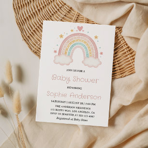Convite Cute Boho Arco-íris - Chás de Bebê Neutro em Gêner
