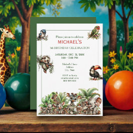 Convite Cute Boho Baby Safari Birthday Party