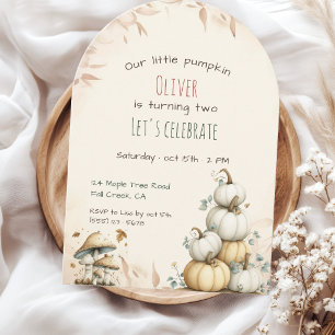 Convite Cute boho Outono Nosso pequeno aniversário de abób