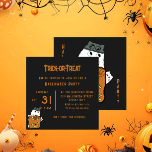 Convite Cute Boo - Festa de Halloween - Doce ou Travessura