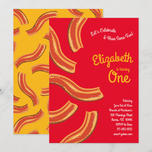 Convite Cute Breakfast Brunch Kid Party Bacon