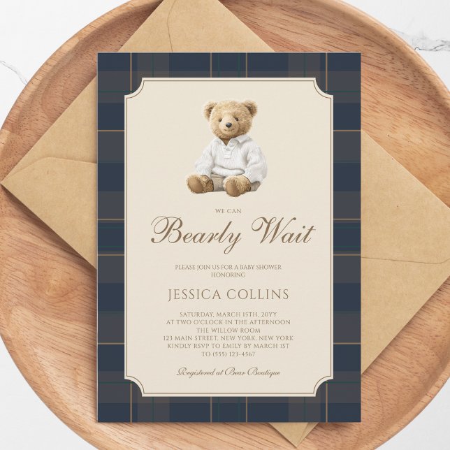 Convite Cute Brown Cub We Can Bearly Wait Baby Shower (Cute Brown Cub We Can Bearly Wait Baby Shower Invitation)